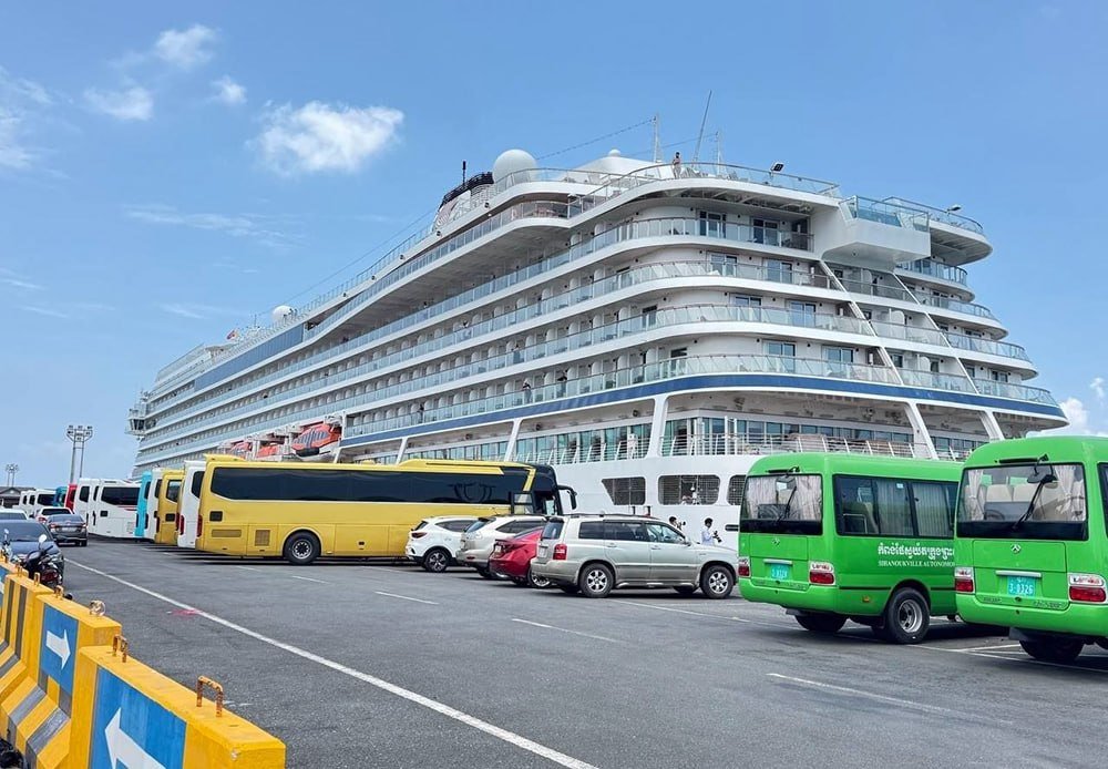 The Viking Orion docks at Sihanoukville Autonomous Port on April 29, 2026. (Agence Kampuchea Press)