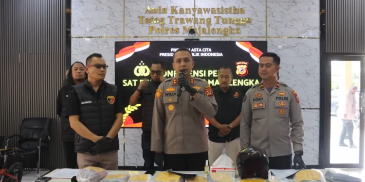 "Police revealed the murder case of a child in Majalengka, West Java in a press conference which was held on October 18, 2025. (Tribrata News Polda Jawa Barat)