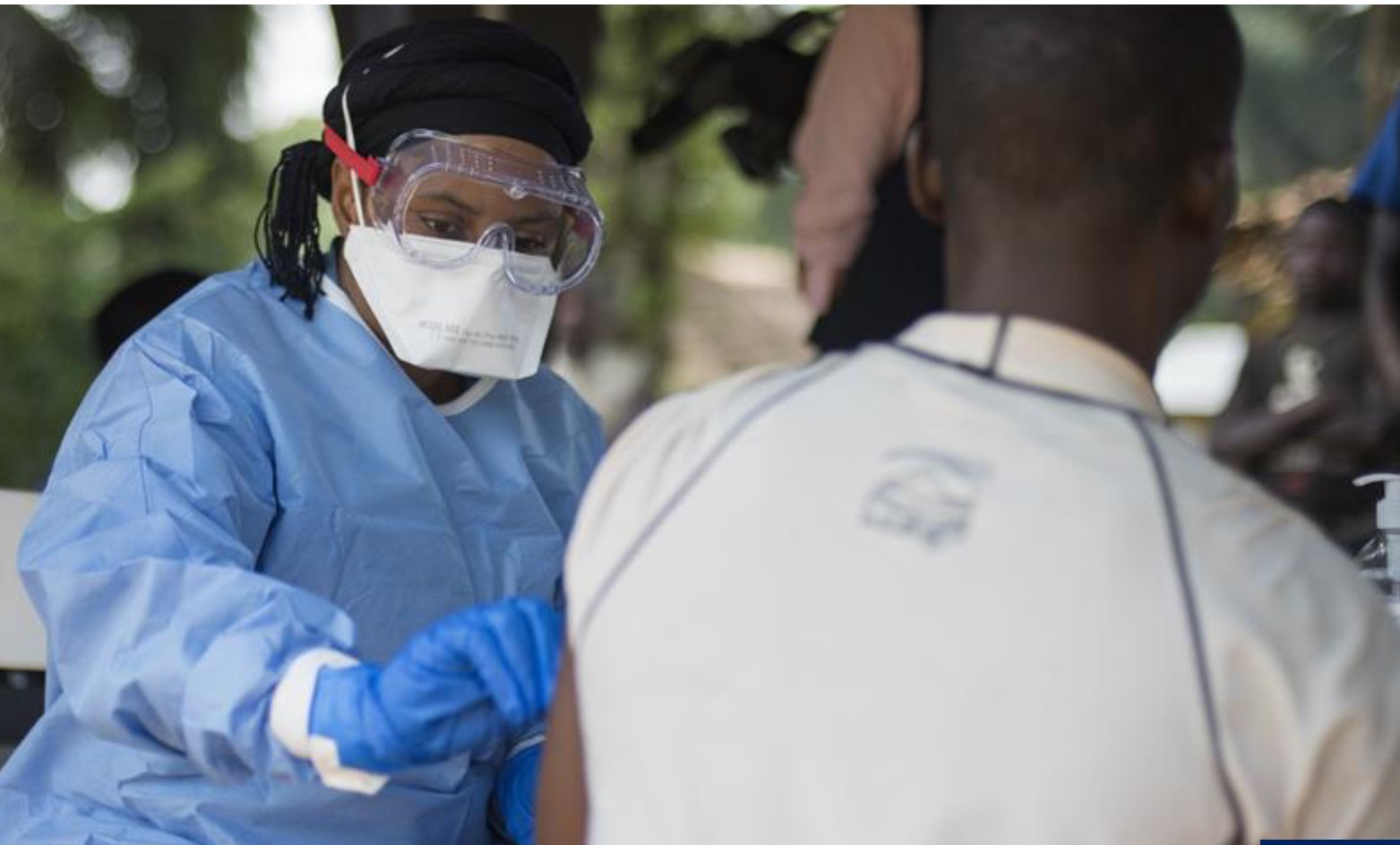 A resident of Bosolo village receives an Ebola vaccine as part of a ring vaccination effort supported by WHO in 2025 (WHO.L)