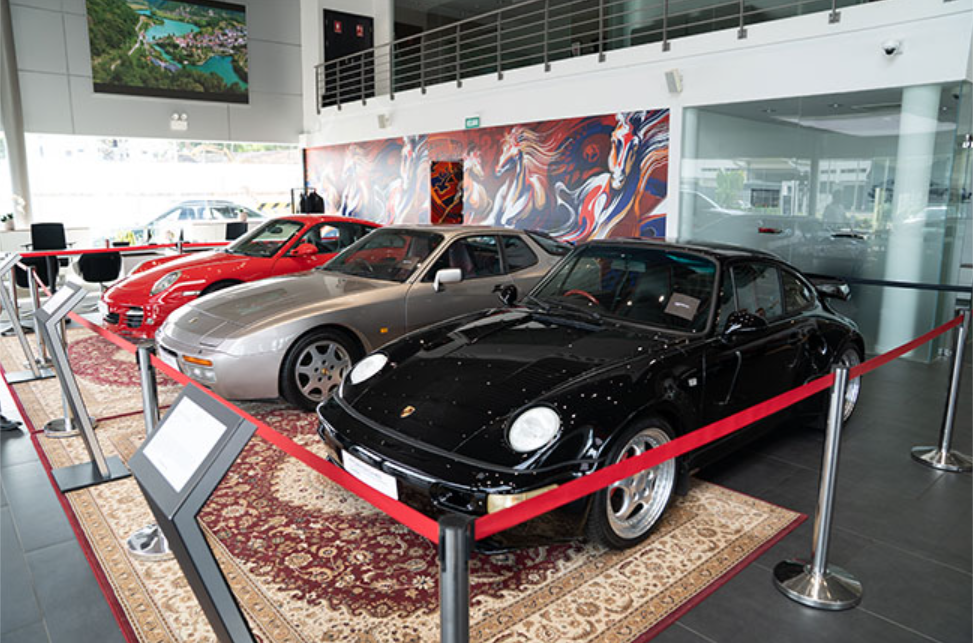 The 1994 Porsche 964 Turbo 3.6 S Flachbau, 1988 Porsche 944 Turbo and 1994 Porsche 993 Carrera Coupé are showcased at Porsche Centre Brunei during the Saturdays@Porsche Classic Day exhibition on 23 May 2026. (Borneo Bulletin Photo)