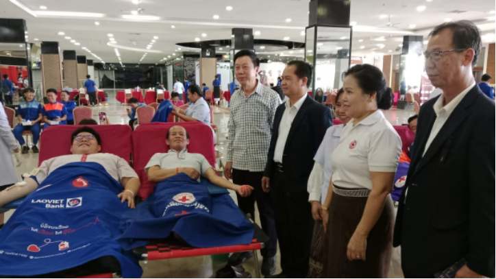 Blood donation event held at Lao - ITECC Shopping Center on May 8, 2026. (Lao News Agency)