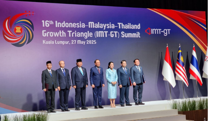 Representatives from Indonesia, Malaysia, Thailand at the 16th IMT-GT Summit in Kuala Lumpur, Malaysia, on May 27, 2025. (Coordinating Ministry for Economic Affairs of the Republic of Indonesia)