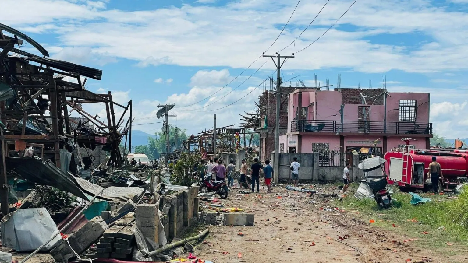 A deadly explosion occurred in Myanmar’s Kaung Tat area on May 31, 2026. (BBC / Shwee Phee Myay)