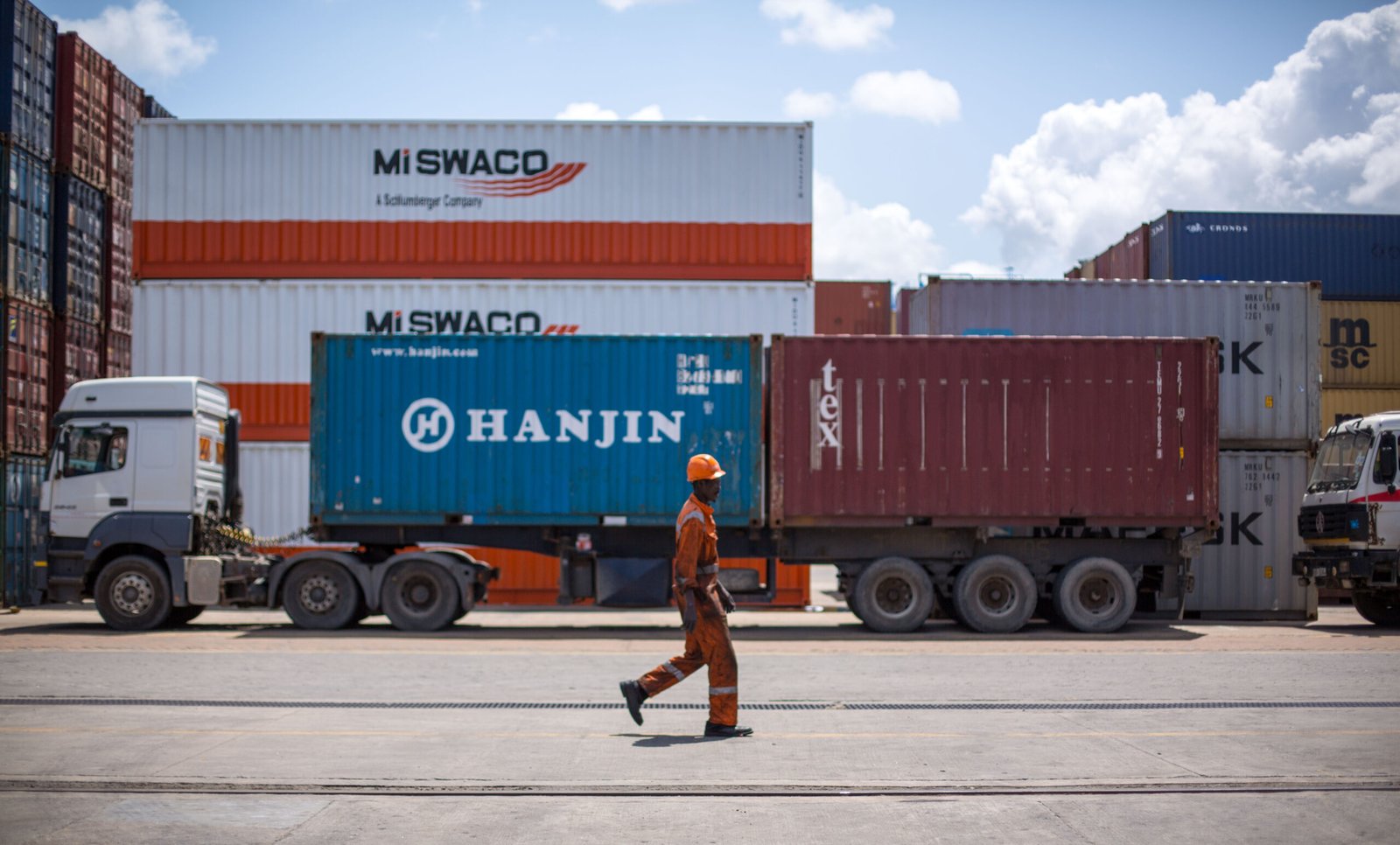 Containers inside Mombasa Port on Kenya’s Indian Ocean coast, a strategic gateway to Southeast Asia. (Kenyan MEAACT/Stuart Price)