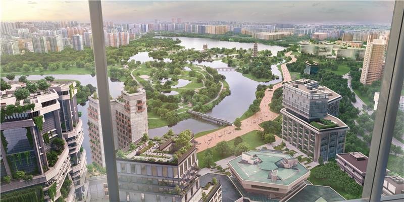 An aerial view of Singapore's urban landscape as outlined in the Urban Redevelopment Authority (URA) Master Plan. (URA)