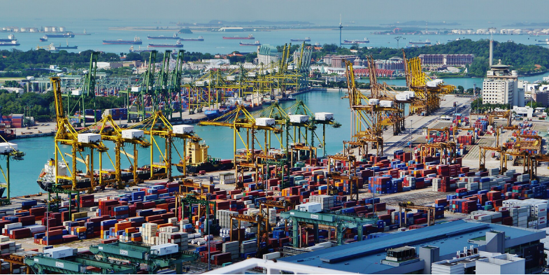 View from The Pinnacle@Duxton to one of Singapore ports. (Zairon/Wikimedia)