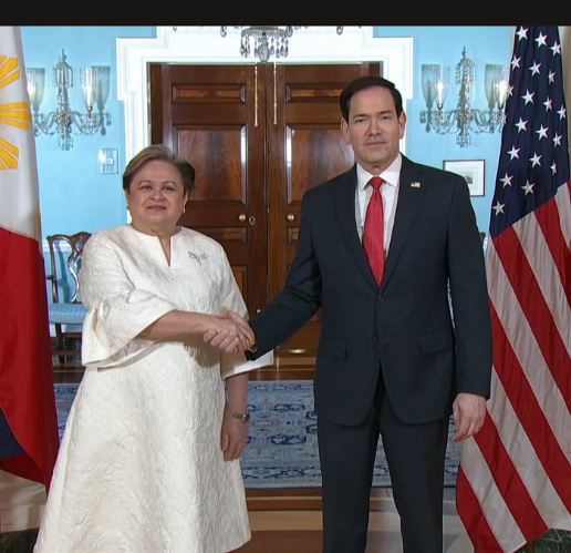 The Philippines' Foreign Affairs Secretary Theresa Lazaro and US Secretary of State Marco Rubio meet in Washington, D.C. on June 5. (US Department of State)