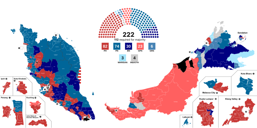 Ballot boxes are seen during Malaysia's general election on November 19, 2022, which resulted in a hung parliament, the first in the country's history. (Wikimedia)