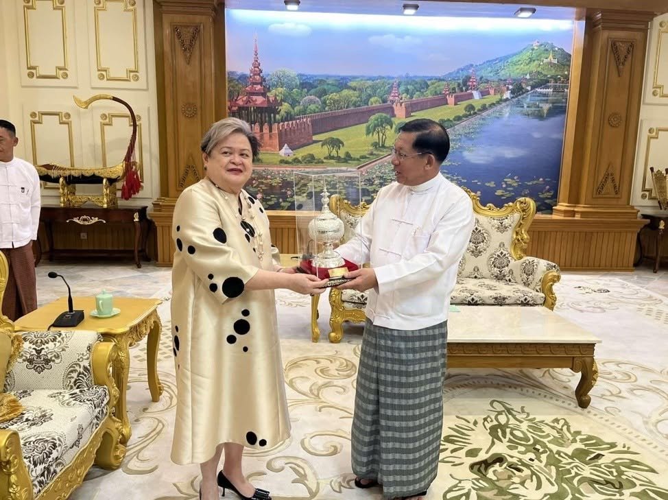 ASEAN Envoy Ma. Theresa Lazaro met Myanmar leaders in Nay Pyi Taw on Jan. 6, 2026, discussing elections, ASEAN priorities, and the Five‑Point Consensus. (Joyce Rocamora/DFA)