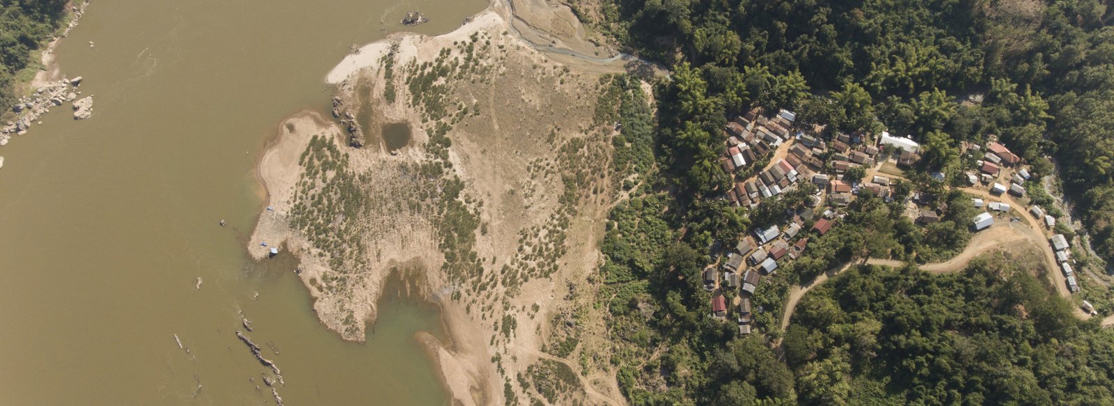 The proposed site of the Luang Prabang hydropower project on the Mekong mainstream, approximately 25 km from the UNESCO World Heritage-listed town, photographed in 2019 before construction began (Mekong River Commission)