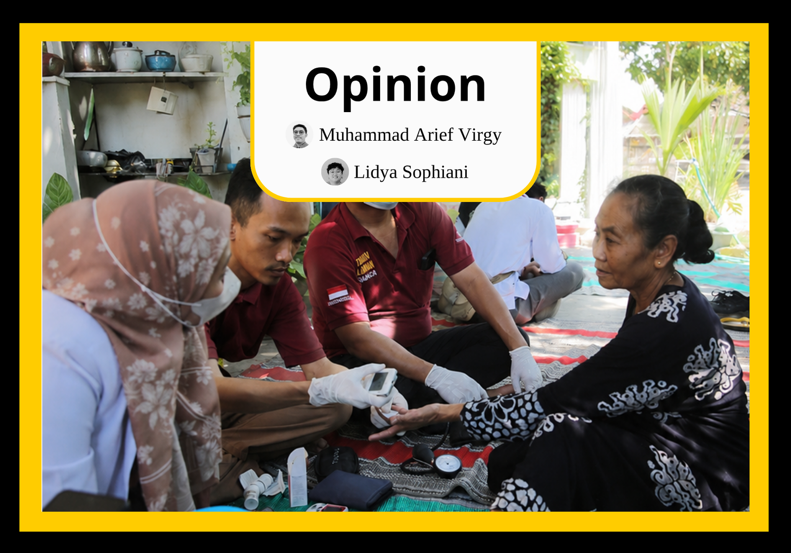 A health post worker in Tuban, Indonesia, providing healthcare service to locals in 2023. (Tuban Municipal Government/Agus)