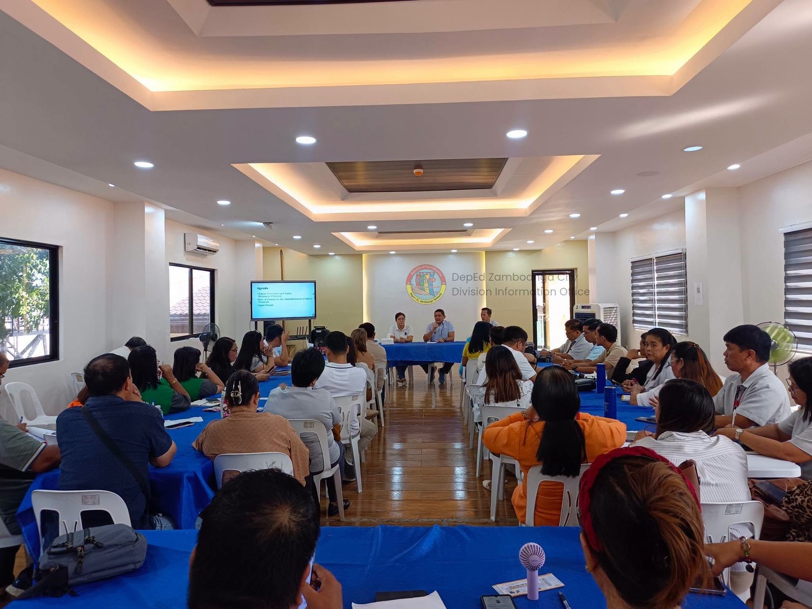 DepEd Zamboanga City officials and school representatives hold a consultation meeting on August 20 to strengthen campus safety and preparedness measures. (Facebook/DepEd Tayo Zamboanga City)