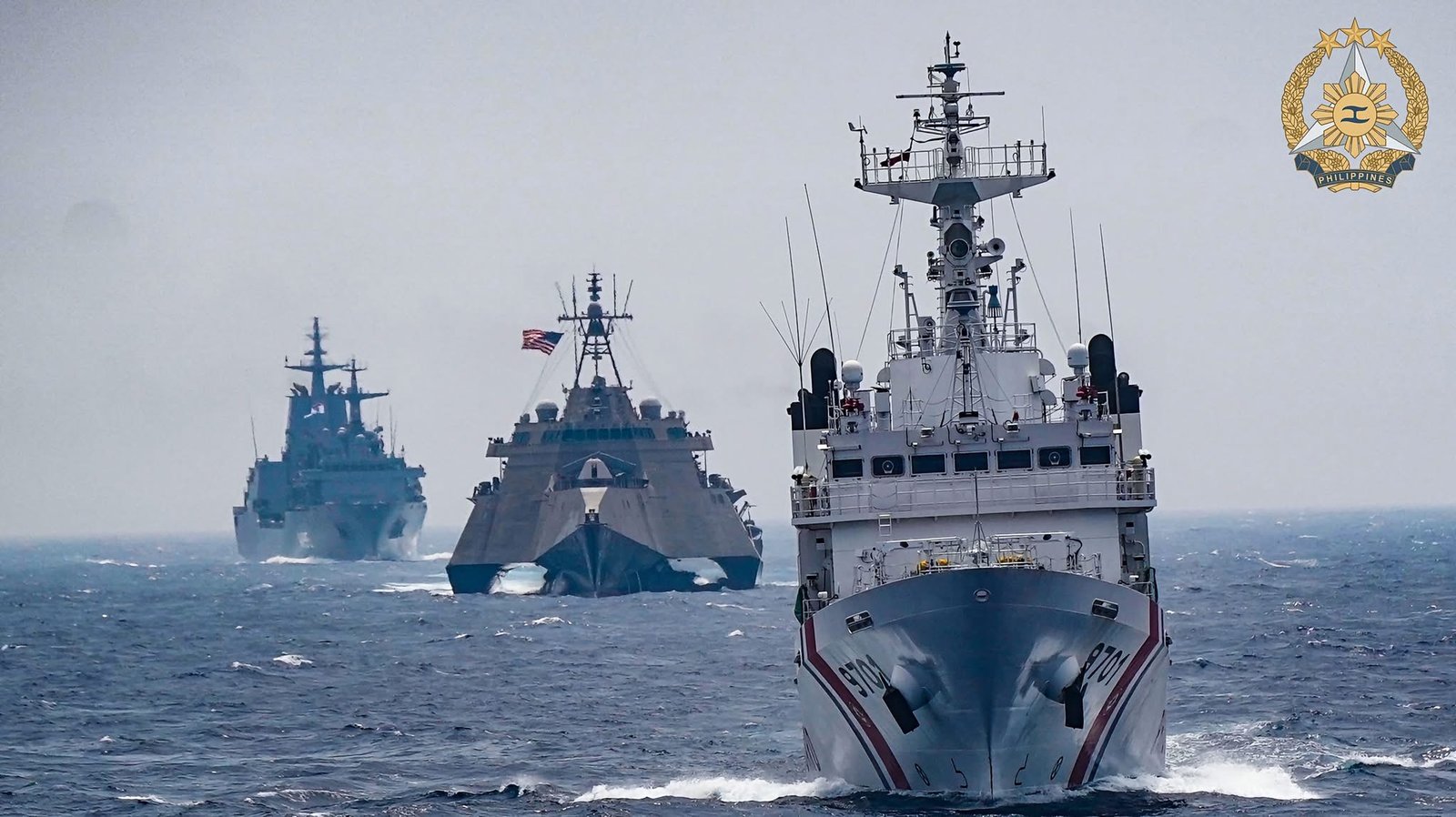 Australian, Philippine and US naval forces sail together during a multilateral MCA in the Philippine EEZ from August 19 to 25. (Facebook/Armed Forces of the Philippines)