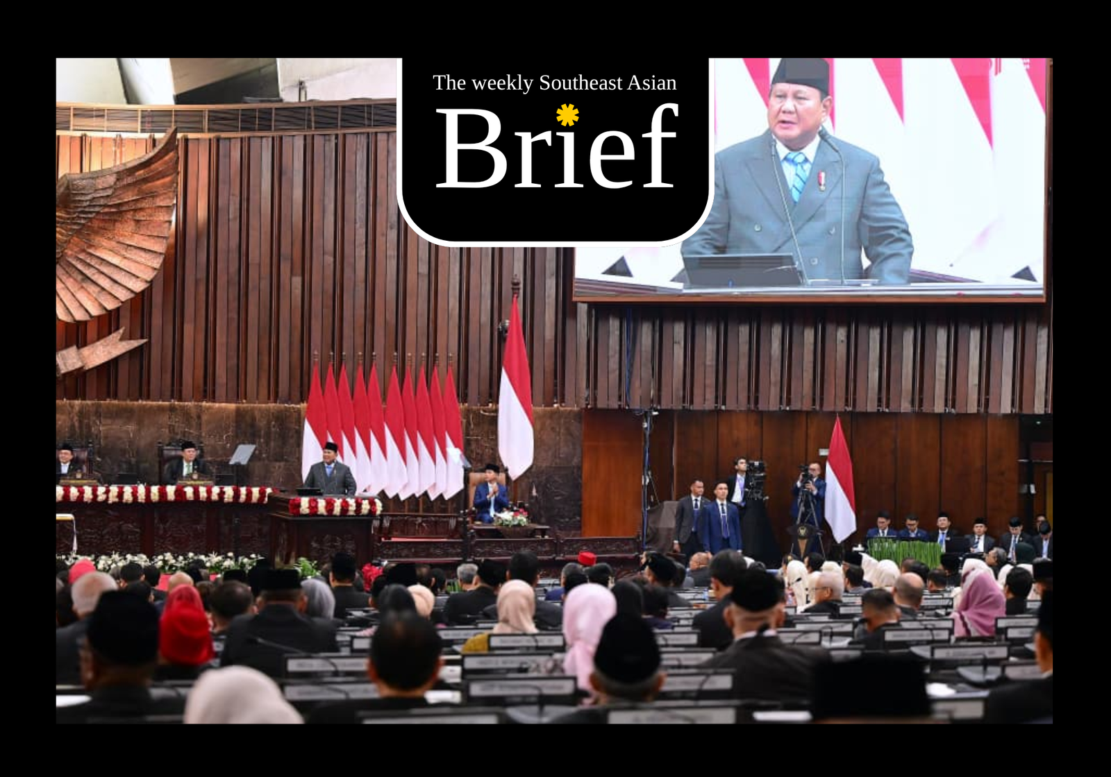 Indonesia’s President Prabowo Subianto gives the State of the Nation address in the House of Representatives in Jakarta  on August 14, 2026. (Indonesian Cabinet Secretariat)