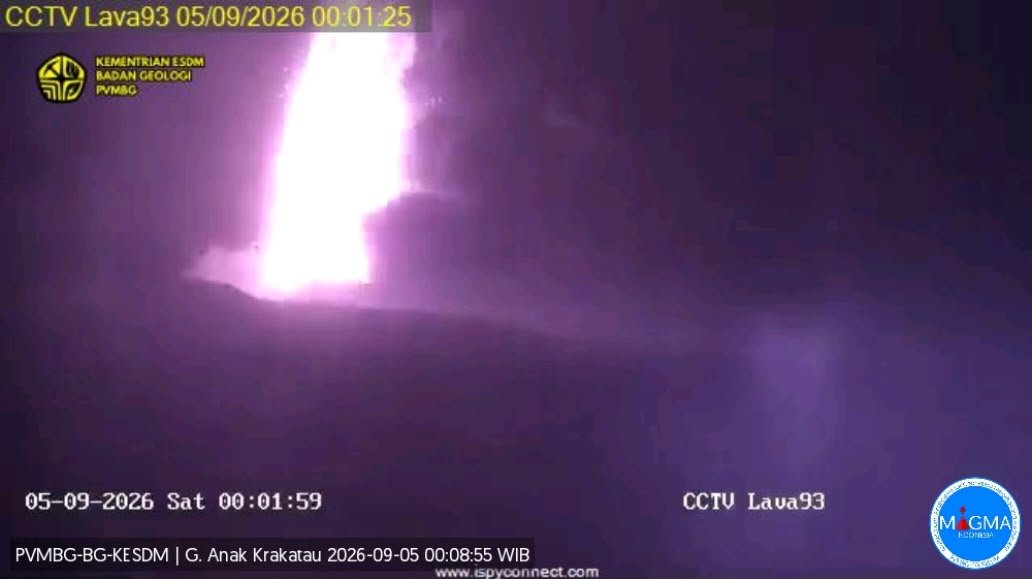 Current volcanic activity spotted at Mount Anak Krakatau South Lampung, Lampung, on September 5, 2026. (PVMBG)