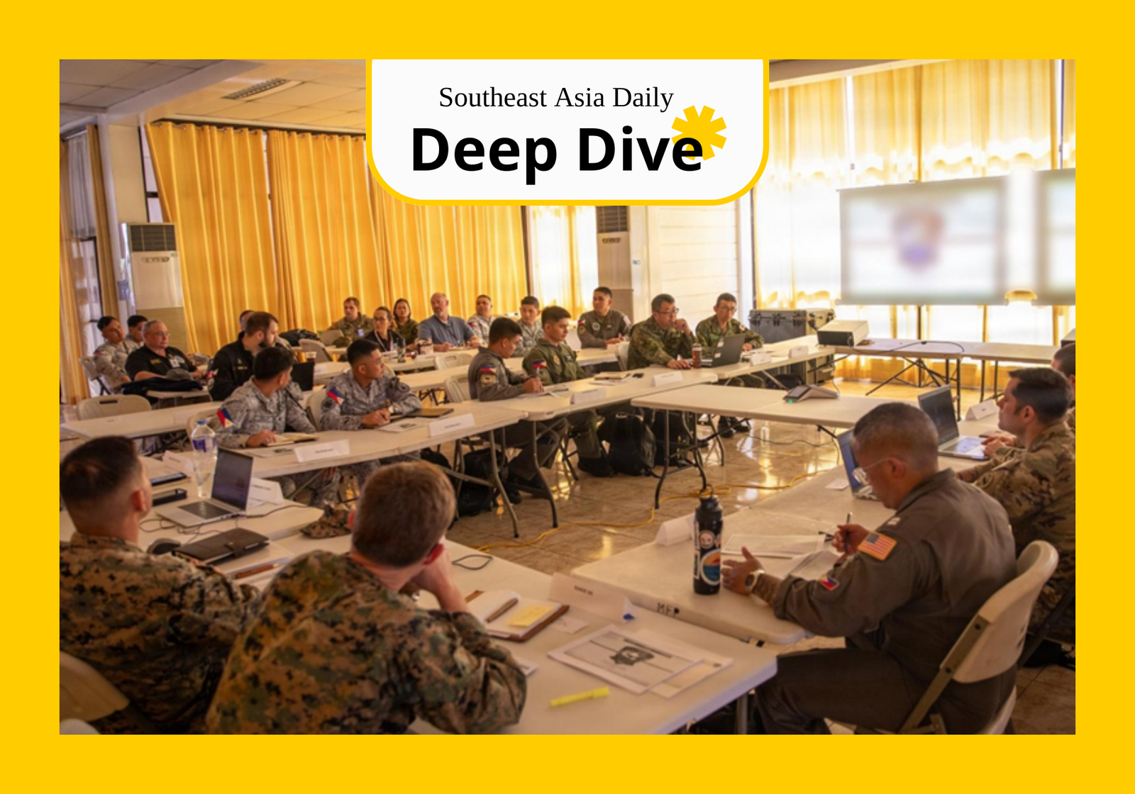 Senior officers from the Philippines, Japan, the US and Canada during a maritime-strike rehearsal at Exercise Balikatan 2026. (Wikimedia/Sgt. Sar Paw, US Army)